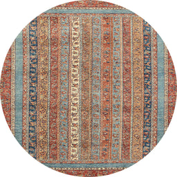 Round Abstract Camel Brown Modern Rug, abs2612