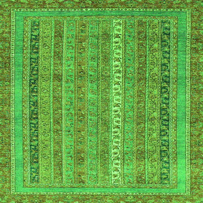 Square Machine Washable Abstract Green Modern Area Rugs, wshabs2612grn