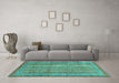 Machine Washable Abstract Turquoise Modern Area Rugs in a Living Room,, wshabs2612turq