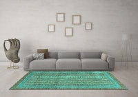 Machine Washable Abstract Turquoise Modern Rug, wshabs2612turq