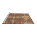 Sideview of Machine Washable Abstract Brown Red Rug, wshabs2613