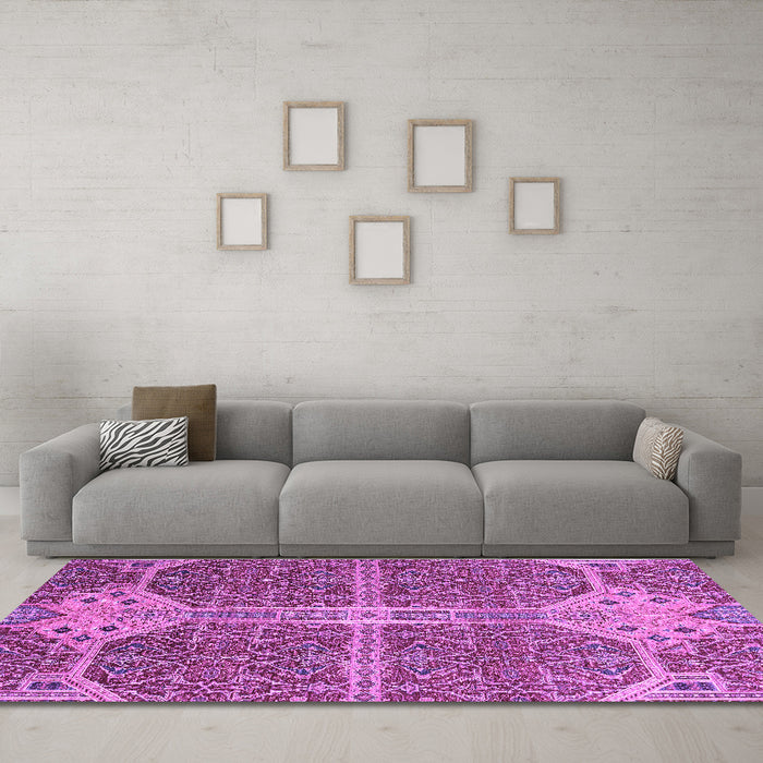 Machine Washable Abstract Purple Modern Area Rugs in a Living Room, wshabs2613pur