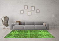 Machine Washable Abstract Green Modern Rug, wshabs2613grn