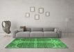 Machine Washable Abstract Emerald Green Modern Area Rugs in a Living Room,, wshabs2613emgrn