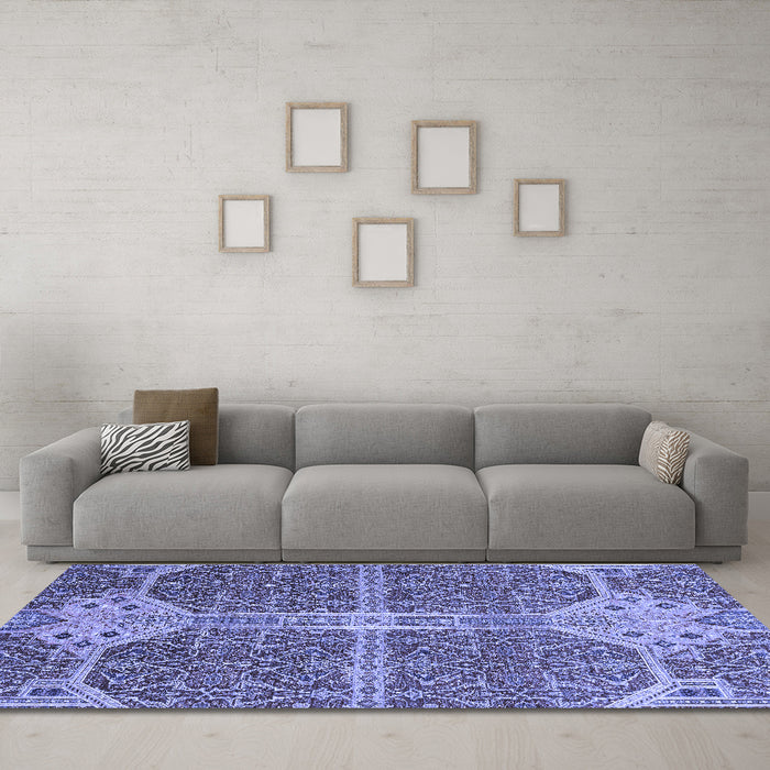 Machine Washable Abstract Blue Modern Rug in a Living Room, wshabs2613blu