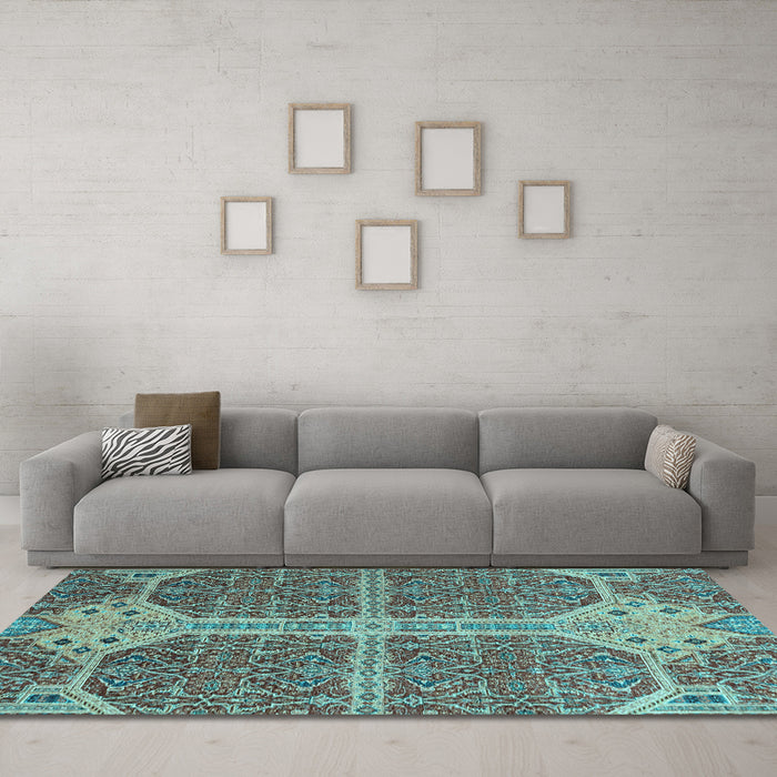 Machine Washable Abstract Light Blue Modern Rug in a Living Room, wshabs2613lblu