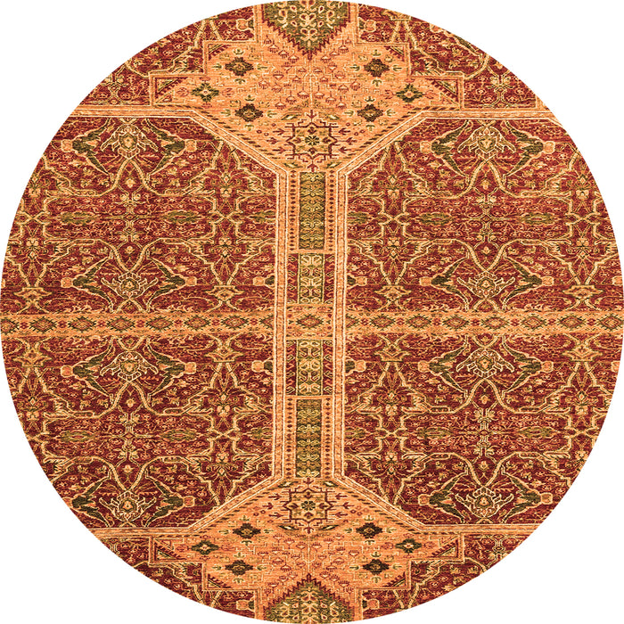 Round Machine Washable Abstract Orange Modern Area Rugs, wshabs2613org