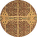 Round Abstract Brown Modern Rug, abs2613brn