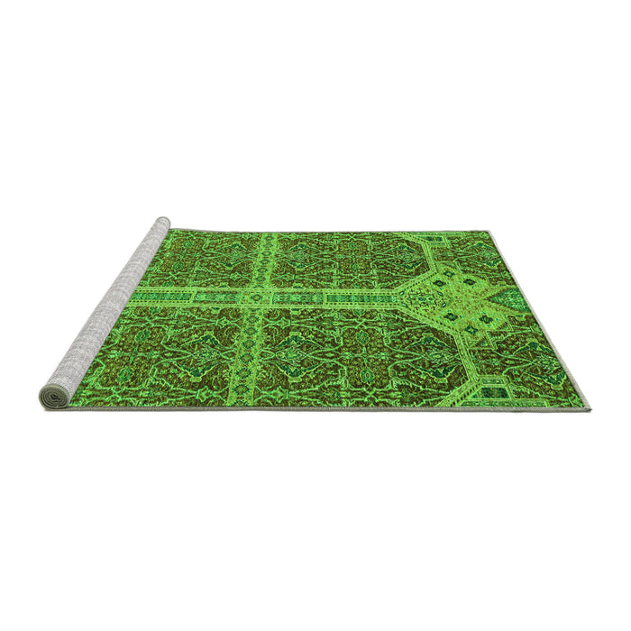Sideview of Machine Washable Abstract Green Modern Area Rugs, wshabs2613grn