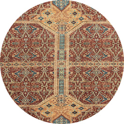 Round Machine Washable Abstract Brown Red Rug, wshabs2613