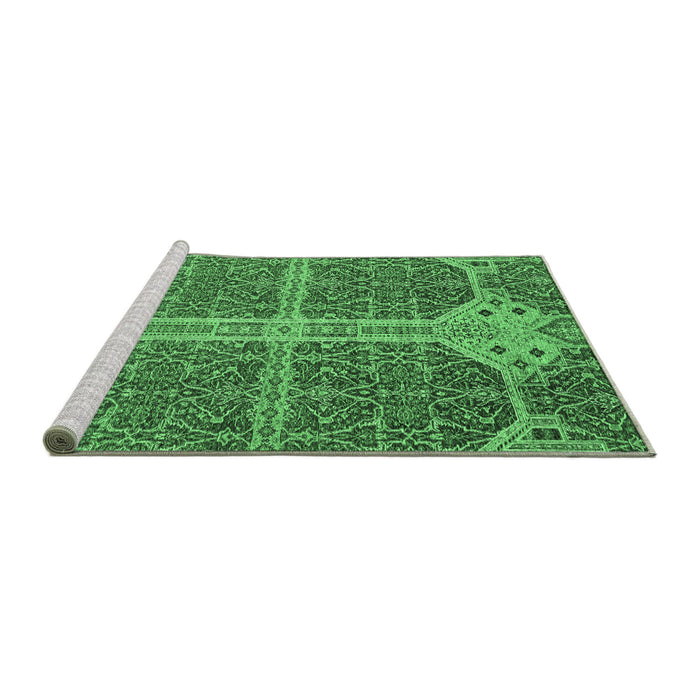 Sideview of Machine Washable Abstract Emerald Green Modern Area Rugs, wshabs2613emgrn