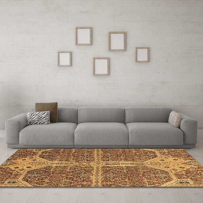 Machine Washable Abstract Brown Modern Rug in a Living Room,, wshabs2613brn
