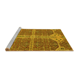 Sideview of Machine Washable Abstract Yellow Modern Rug, wshabs2613yw