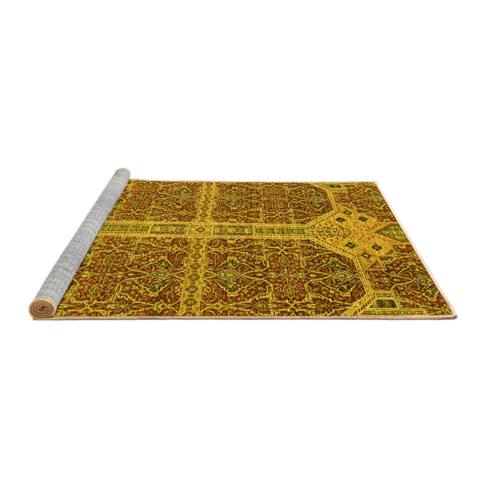 Sideview of Machine Washable Abstract Yellow Modern Rug, wshabs2613yw