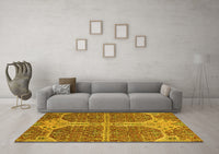 Machine Washable Abstract Yellow Modern Rug, wshabs2613yw