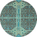 Round Machine Washable Abstract Light Blue Modern Rug, wshabs2613lblu