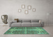 Machine Washable Abstract Turquoise Modern Area Rugs in a Living Room,, wshabs2613turq