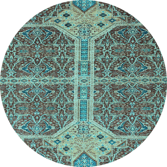 Round Abstract Light Blue Modern Rug, abs2613lblu