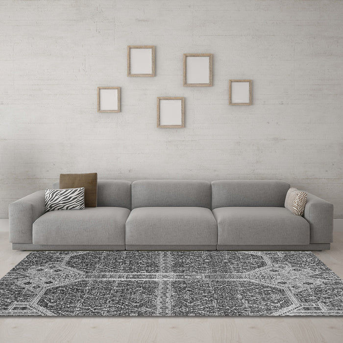 Machine Washable Abstract Gray Modern Rug in a Living Room,, wshabs2613gry