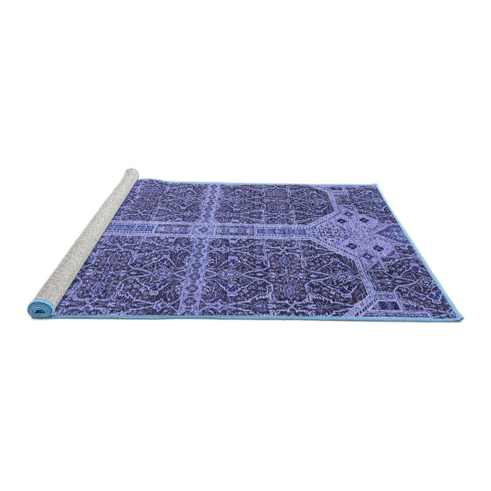 Sideview of Machine Washable Abstract Blue Modern Rug, wshabs2613blu