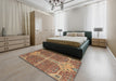 Abstract Brown Red Modern Rug in a Bedroom, abs2613