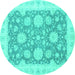 Round Oriental Turquoise Traditional Rug, abs2614turq