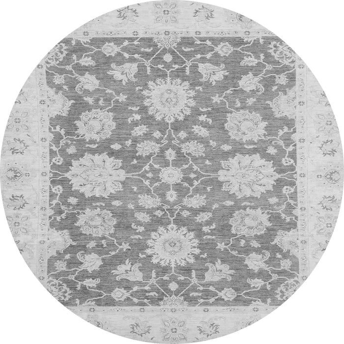 Round Machine Washable Oriental Gray Traditional Rug, wshabs2614gry