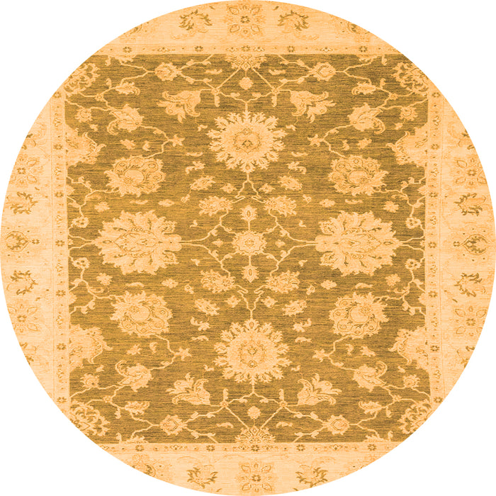 Round Oriental Orange Traditional Rug, abs2614org