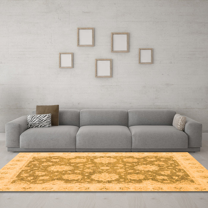 Machine Washable Oriental Orange Traditional Area Rugs in a Living Room, wshabs2614org