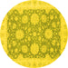 Round Oriental Yellow Traditional Rug, abs2614yw