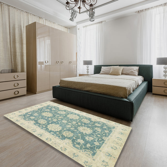 Machine Washable Abstract PaleGold Rug in a Bedroom, wshabs2614