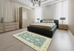 Abstract Pale Gold Oriental Rug in a Bedroom, abs2614