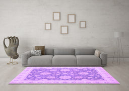 Machine Washable Oriental Purple Traditional Area Rugs in a Living Room, wshabs2614pur