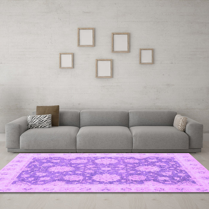 Machine Washable Oriental Purple Traditional Area Rugs in a Living Room, wshabs2614pur