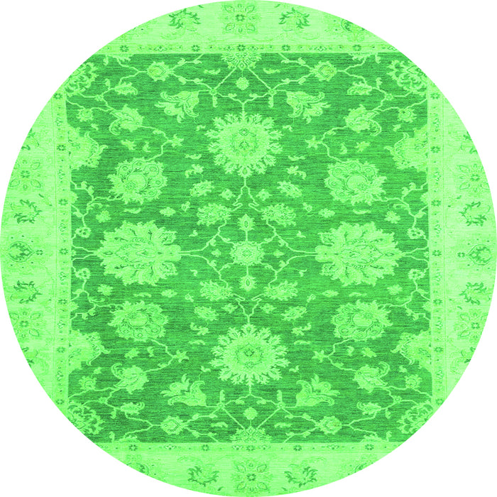 Round Oriental Green Traditional Rug, abs2614grn
