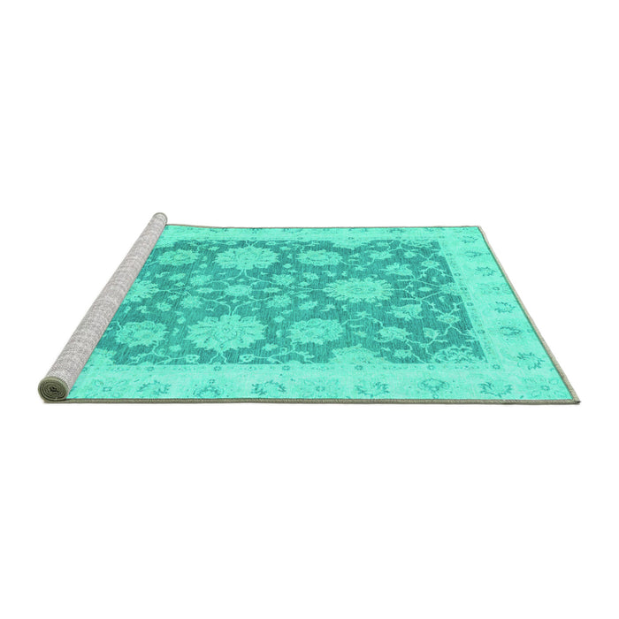 Sideview of Machine Washable Oriental Turquoise Traditional Area Rugs, wshabs2614turq