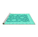 Sideview of Machine Washable Oriental Turquoise Traditional Area Rugs, wshabs2614turq