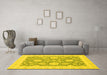 Machine Washable Oriental Yellow Traditional Rug in a Living Room, wshabs2614yw