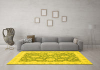 Machine Washable Oriental Yellow Traditional Rug, wshabs2614yw