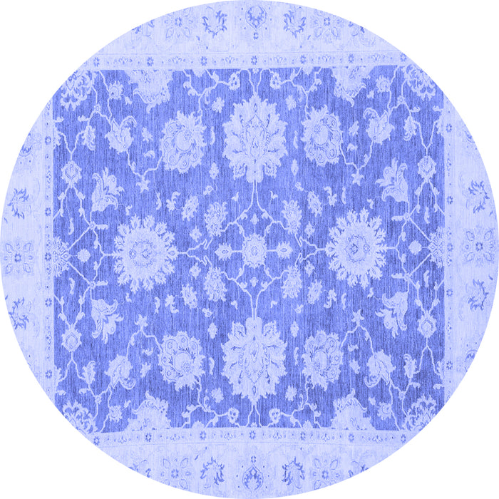 Round Machine Washable Oriental Blue Traditional Rug, wshabs2614blu