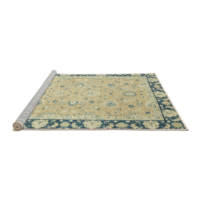 Sideview of Machine Washable Abstract Brown Gold Rug, wshabs2615