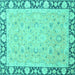 Square Machine Washable Oriental Turquoise Traditional Area Rugs, wshabs2615turq