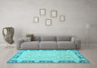 Machine Washable Oriental Light Blue Traditional Rug in a Living Room, wshabs2615lblu