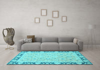 Machine Washable Oriental Light Blue Traditional Rug, wshabs2615lblu