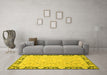 Machine Washable Oriental Yellow Traditional Rug in a Living Room, wshabs2615yw