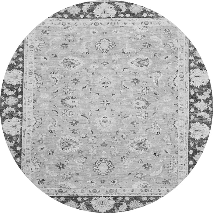 Round Machine Washable Oriental Gray Traditional Rug, wshabs2615gry