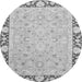 Round Machine Washable Oriental Gray Traditional Rug, wshabs2615gry