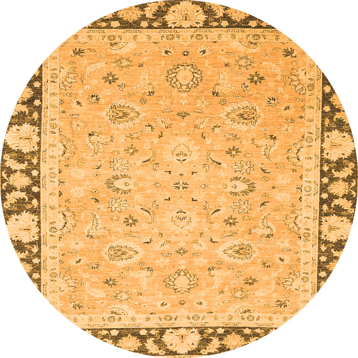 Round Oriental Orange Traditional Rug, abs2615org