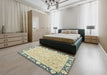 Machine Washable Abstract Brown Gold Rug in a Bedroom, wshabs2615