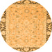 Round Machine Washable Oriental Orange Traditional Area Rugs, wshabs2615org